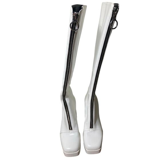 New W/O Box Katy Perry White Front Zip UP Boots Sz 6 - Picture 1 of 2